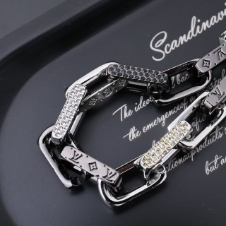 Louis Vuitton Monogram Chain Bracelet Silver & Black view 6