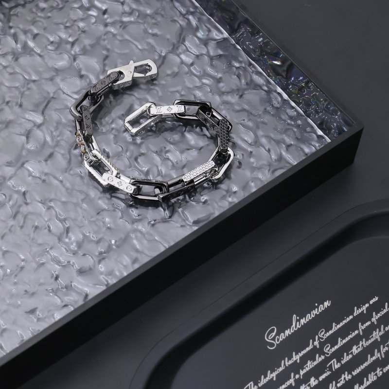 Louis Vuitton Monogram Chain Bracelet Silver & Black view