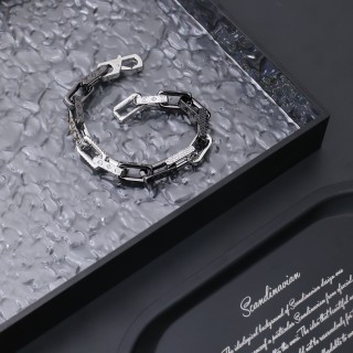 Louis Vuitton Monogram Chain Bracelet Silver & Black view 7