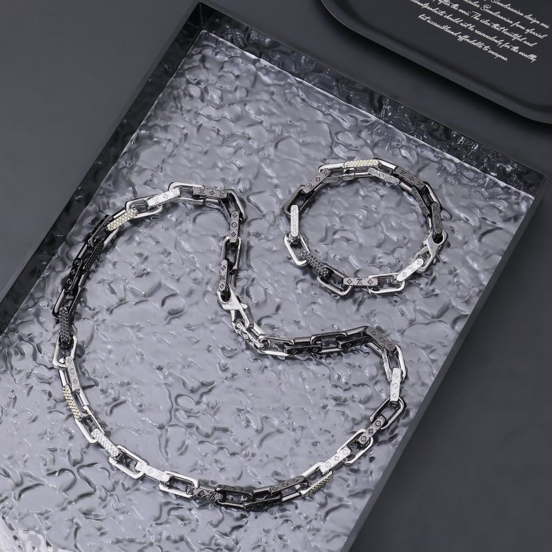 Louis Vuitton Monogram Chain Bracelet Silver & Black view
