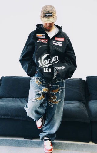 Supreme Black Multi-Patch Windbreaker Jacket