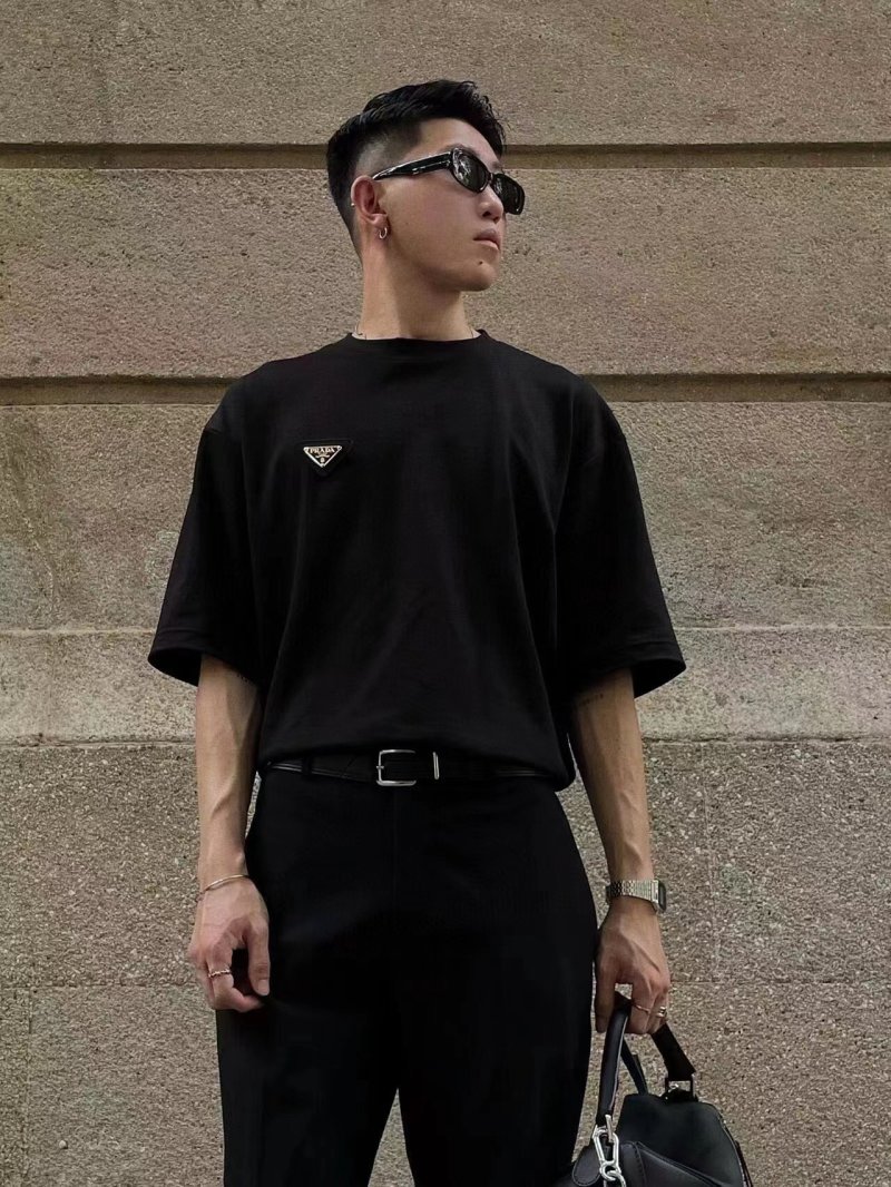Prada Black T-Shirt with Triangle Logo