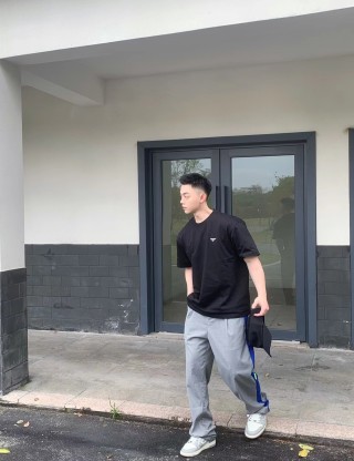 Prada Black T-Shirt with Triangle Logo view 7