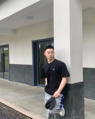 Prada Black T-Shirt with Triangle Logo view 8