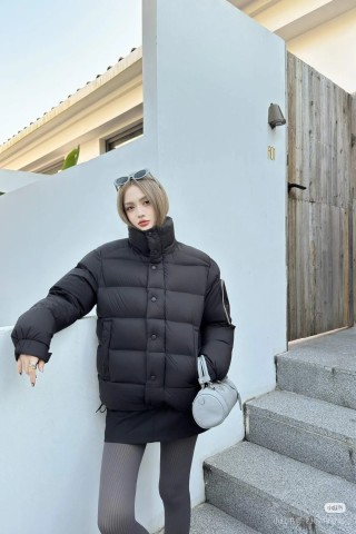 Black Puffer Down Jacket with Hood view 2