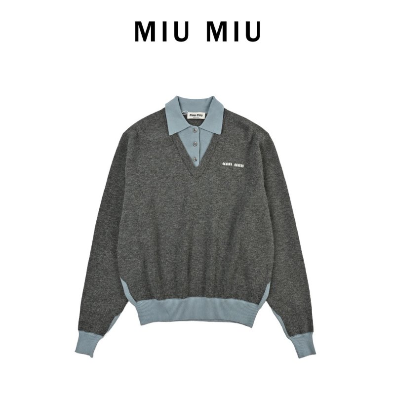 Charcoal Wool Blend Quarter-Zip Polo Sweater view