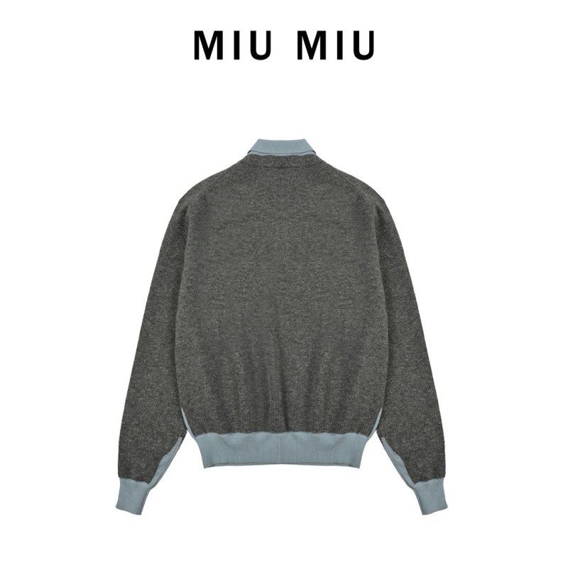 Charcoal Wool Blend Quarter-Zip Polo Sweater view