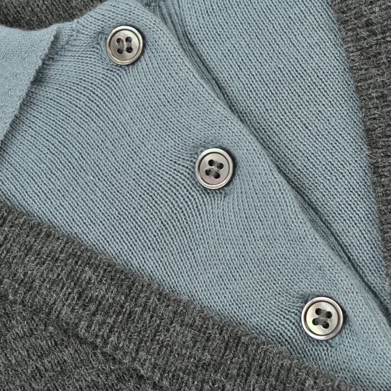 Charcoal Wool Blend Quarter-Zip Polo Sweater view