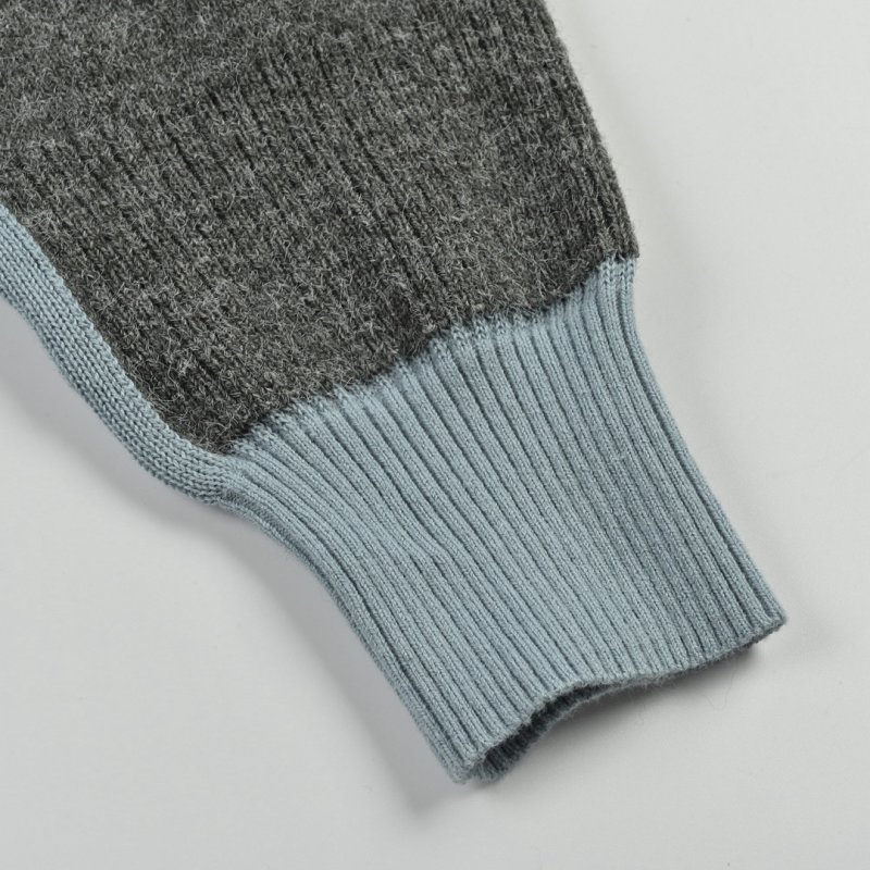 Charcoal Wool Blend Quarter-Zip Polo Sweater view