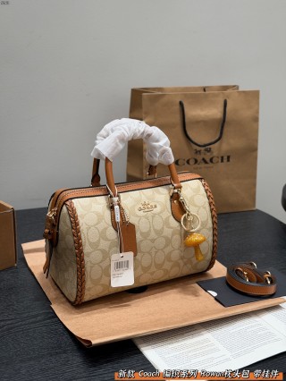 Coach Rowan Woven Pillow Satchel - Tan & Cognac view 4