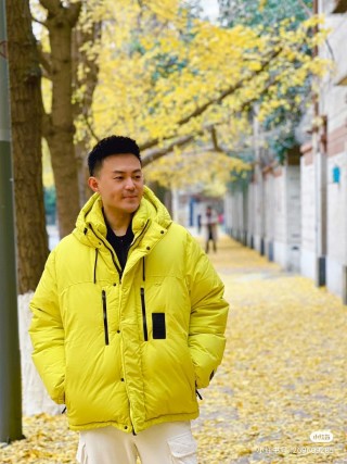 Neon Yellow Premium Down Puffer Jacket view 2