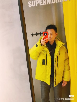 Neon Yellow Premium Down Puffer Jacket view 6