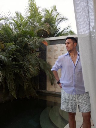 Premium Textured Linen Blend Shorts - Grey view 1