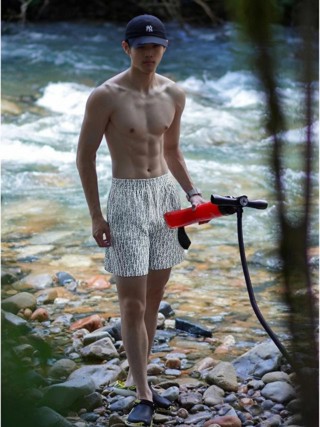 Premium Textured Linen Blend Shorts - Grey view 2