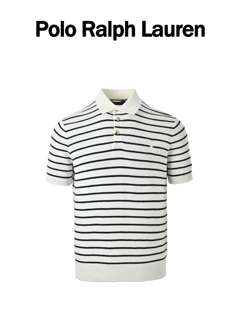 Striped Polo Shirt Navy & White view