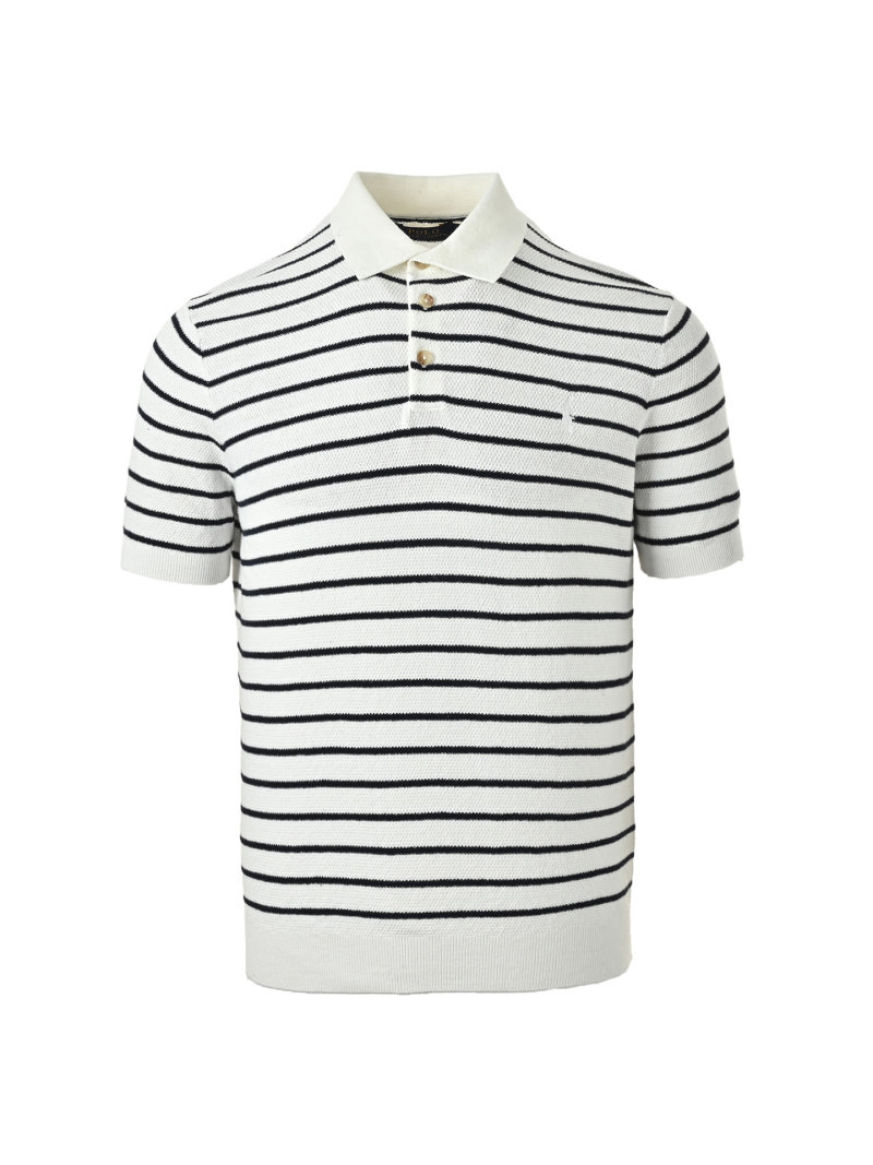 Striped Polo Shirt Navy & White view