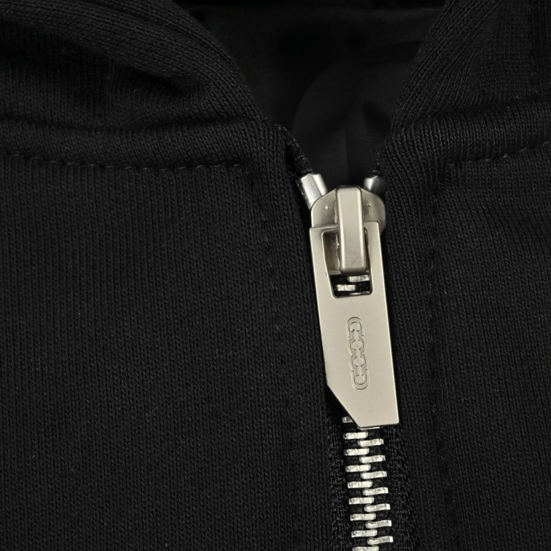 Black Zip Hoodie Jacket with Embroidered Logo view