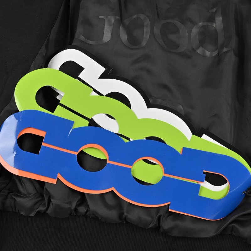 Black Zip Hoodie Jacket with Embroidered Logo view