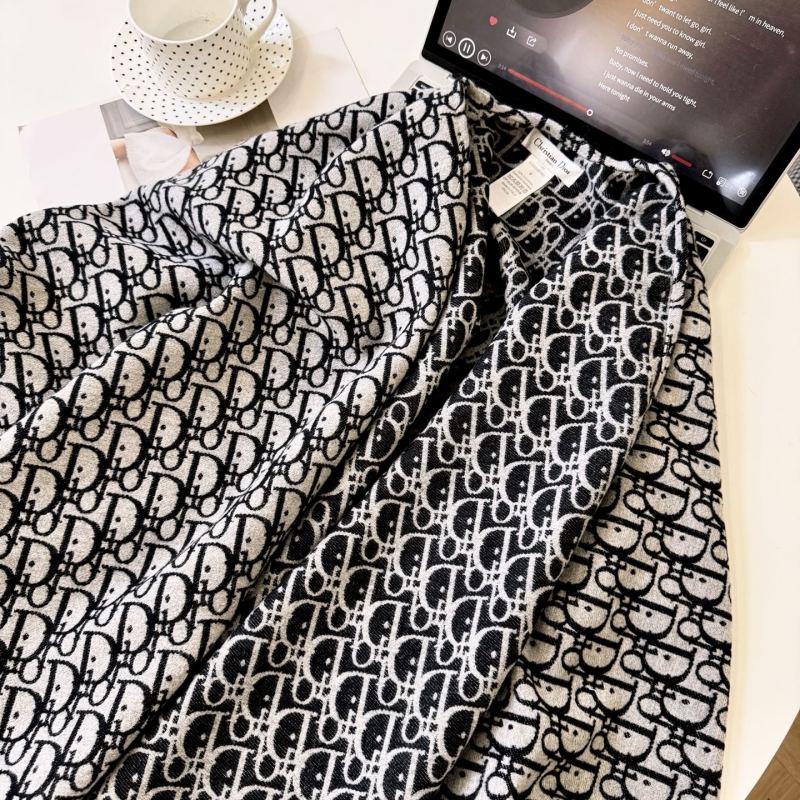 Dior Grey Letter Jacquard Shawl Cape with Fringe view