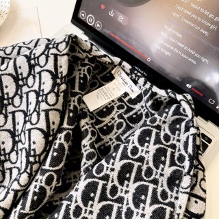 Dior Grey Letter Jacquard Shawl Cape with Fringe view 5