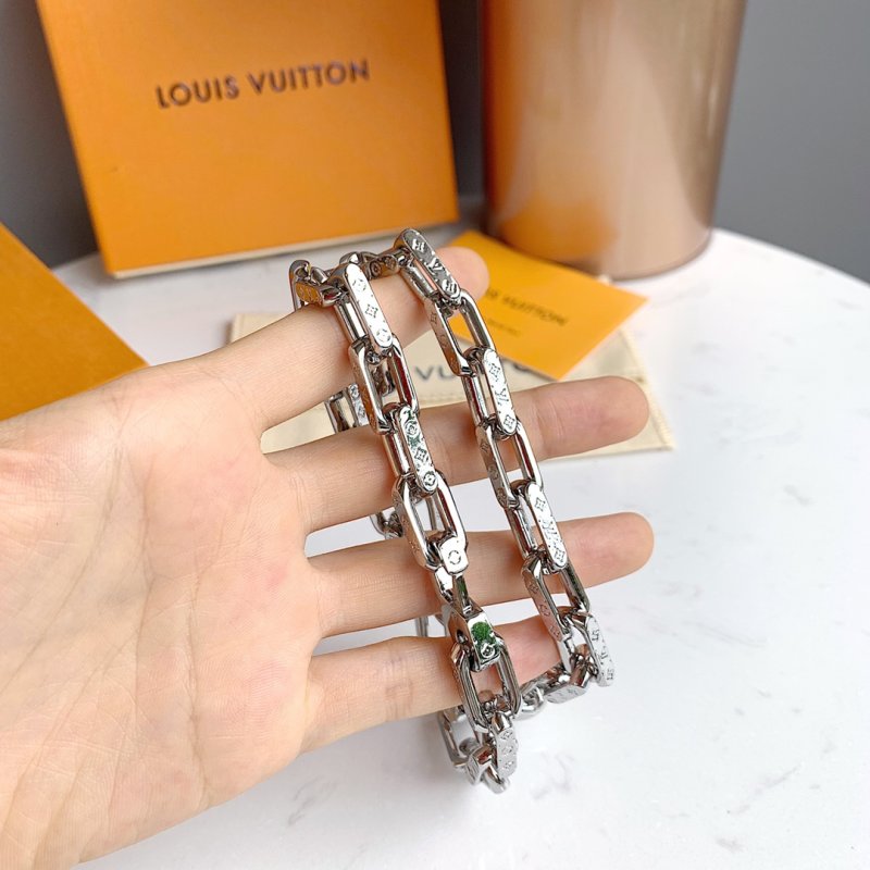 Louis Vuitton Monogram Silver Chain Necklace view