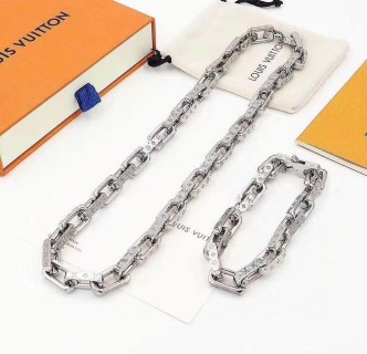 Louis Vuitton Monogram Silver Chain Necklace view 9