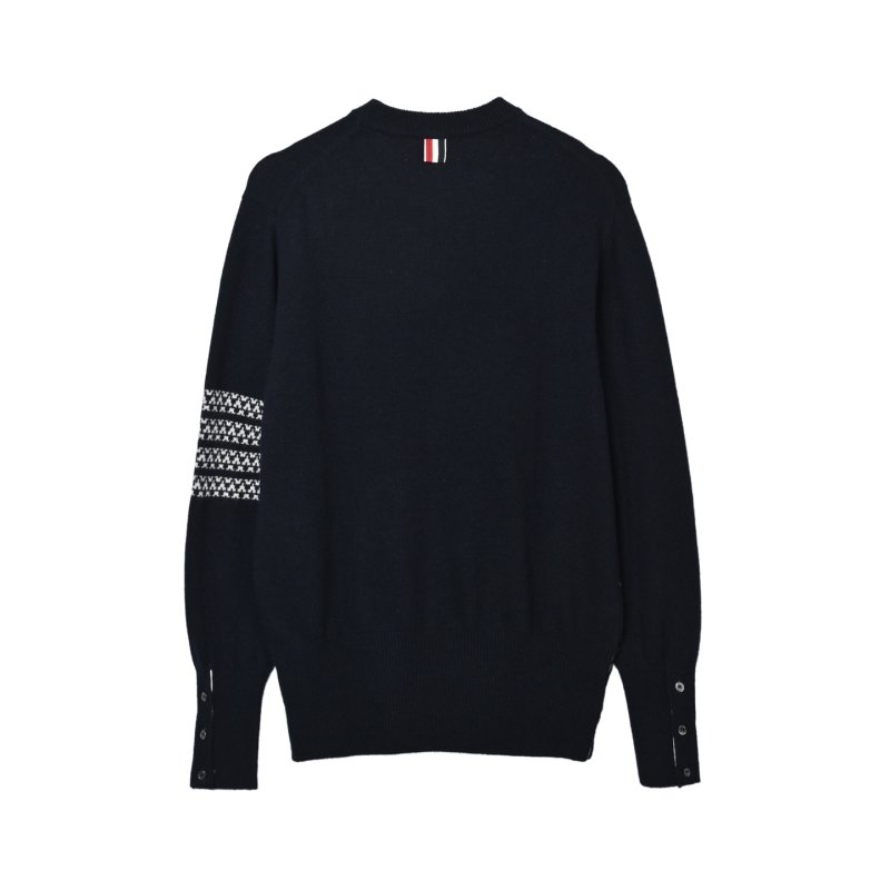 Navy Reindeer Jacquard Knit Sweater with Contrast Collar view