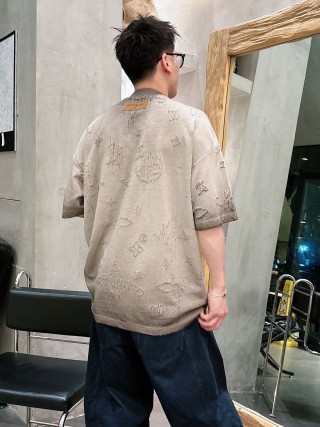 Louis Vuitton Monogram Distressed Grey T-Shirt view 3