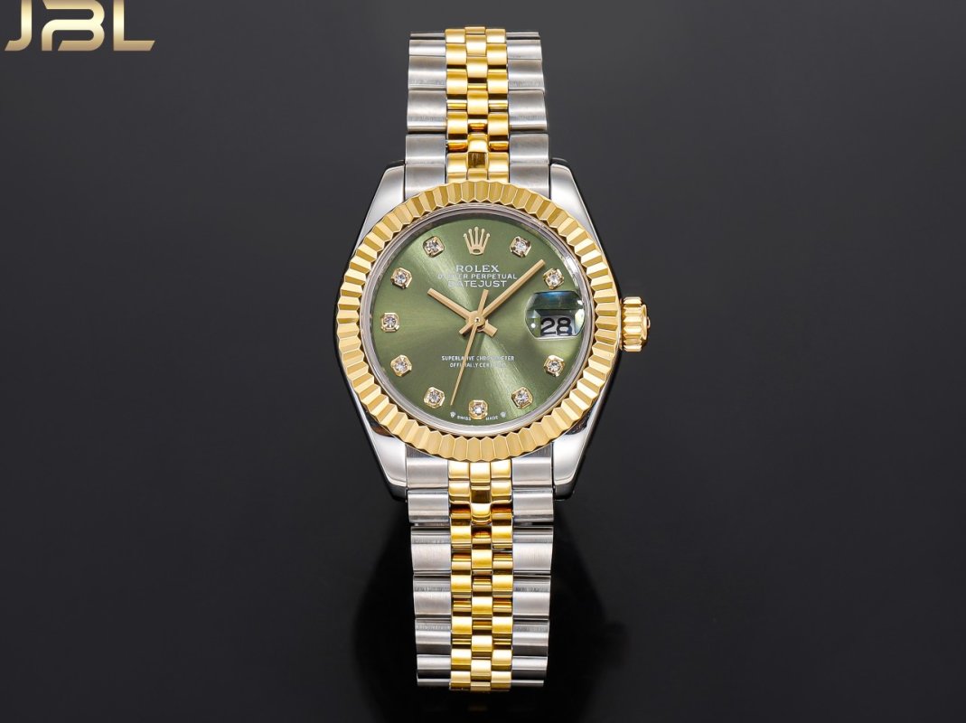 Rolex Datejust 28mm Two-Tone Green Diamond Watch view
