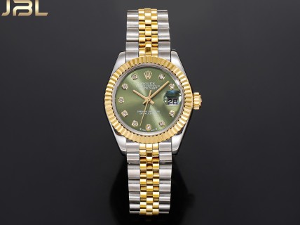 Rolex Datejust 28mm Two-Tone Green Diamond Watch view 2
