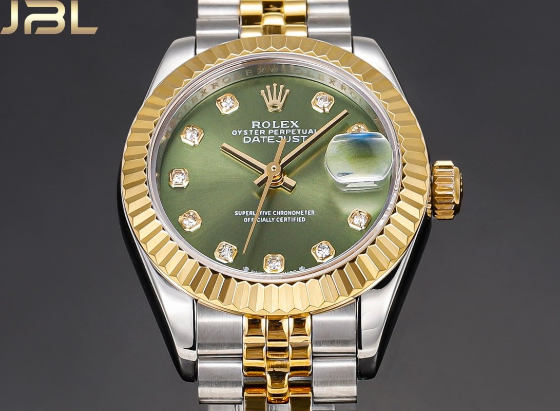 Rolex Datejust 28mm Two-Tone Green Diamond Watch view