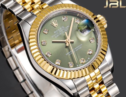 Rolex Datejust 28mm Two-Tone Green Diamond Watch view 4