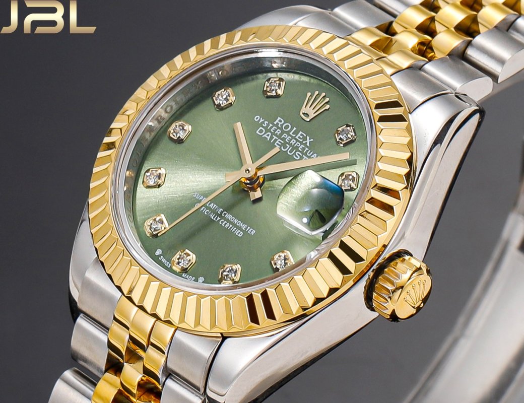 Rolex Datejust 28mm Two-Tone Green Diamond Watch view