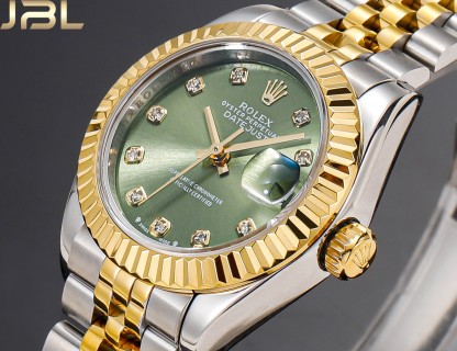 Rolex Datejust 28mm Two-Tone Green Diamond Watch view 5