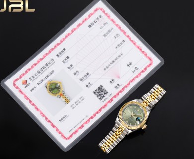 Rolex Datejust 28mm Two-Tone Green Diamond Watch view 9