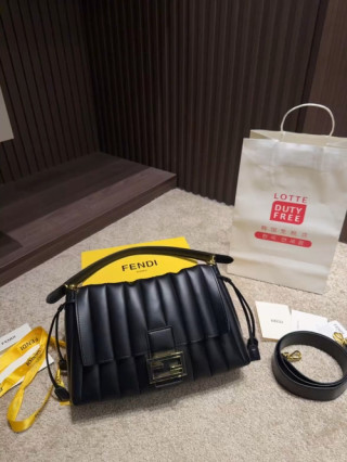 Fendi Baguette Quilted Black & Yellow Shoulder Bag