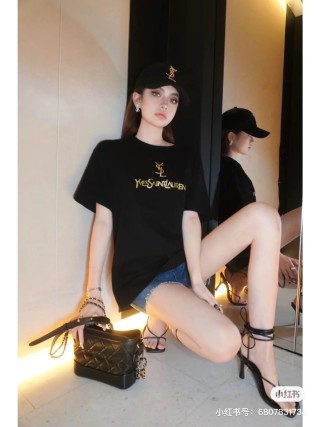 YSL Logo Black T-Shirt view 3