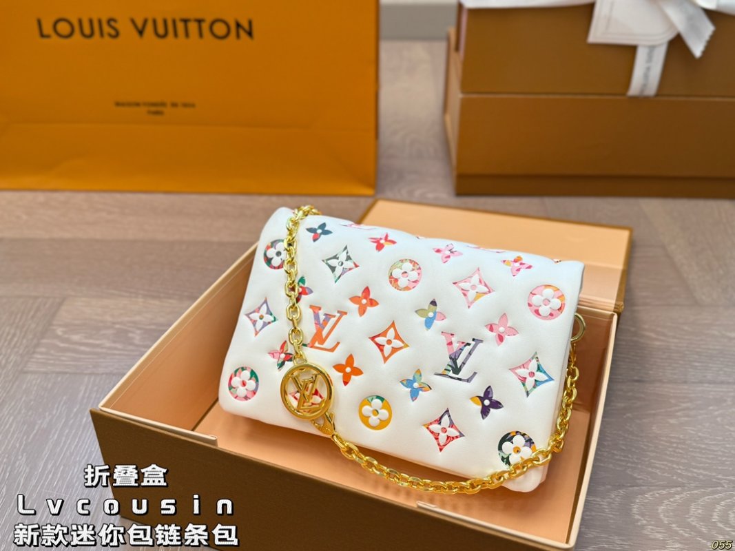 Louis Vuitton Coussin Multicolor Monogram Chain Shoulder Bag White