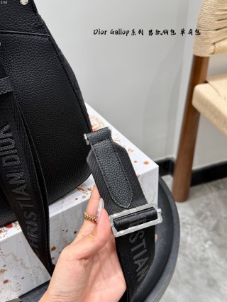 Dior Gallop Black Leather Chest Bag view 7
