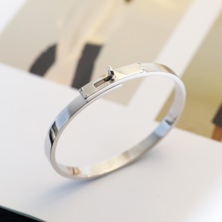 Hermès Kelly Inspired Rotation Lock Bangle Bracelet Silver view 1
