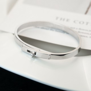 Hermès Kelly Inspired Rotation Lock Bangle Bracelet Silver view 2
