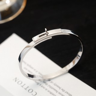 Hermès Kelly Inspired Rotation Lock Bangle Bracelet Silver view 3