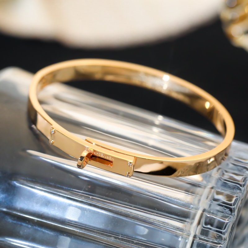 Hermès Kelly Inspired Rotation Lock Bangle Bracelet Silver view