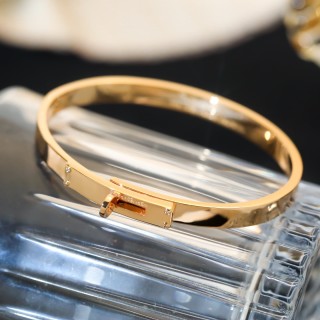 Hermès Kelly Inspired Rotation Lock Bangle Bracelet Silver view 6