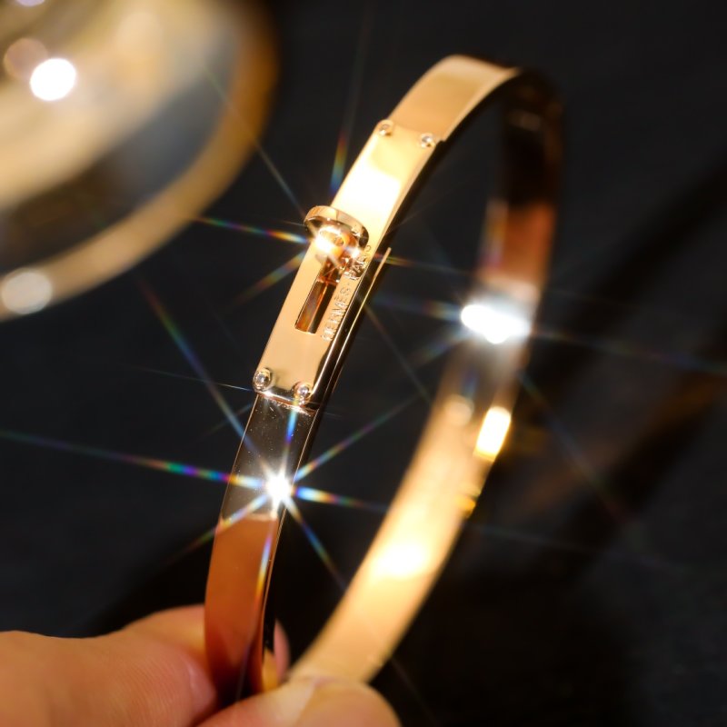 Hermès Kelly Inspired Rotation Lock Bangle Bracelet Silver view