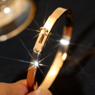 Hermès Kelly Inspired Rotation Lock Bangle Bracelet Silver view 8