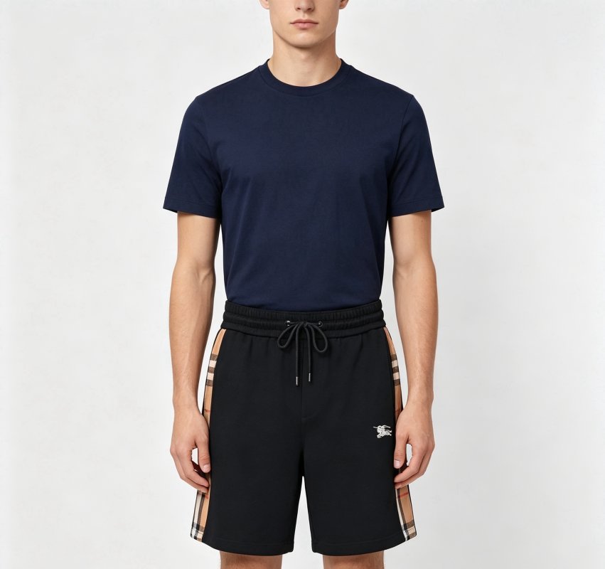 Burberry Black Check Stripe Shorts view