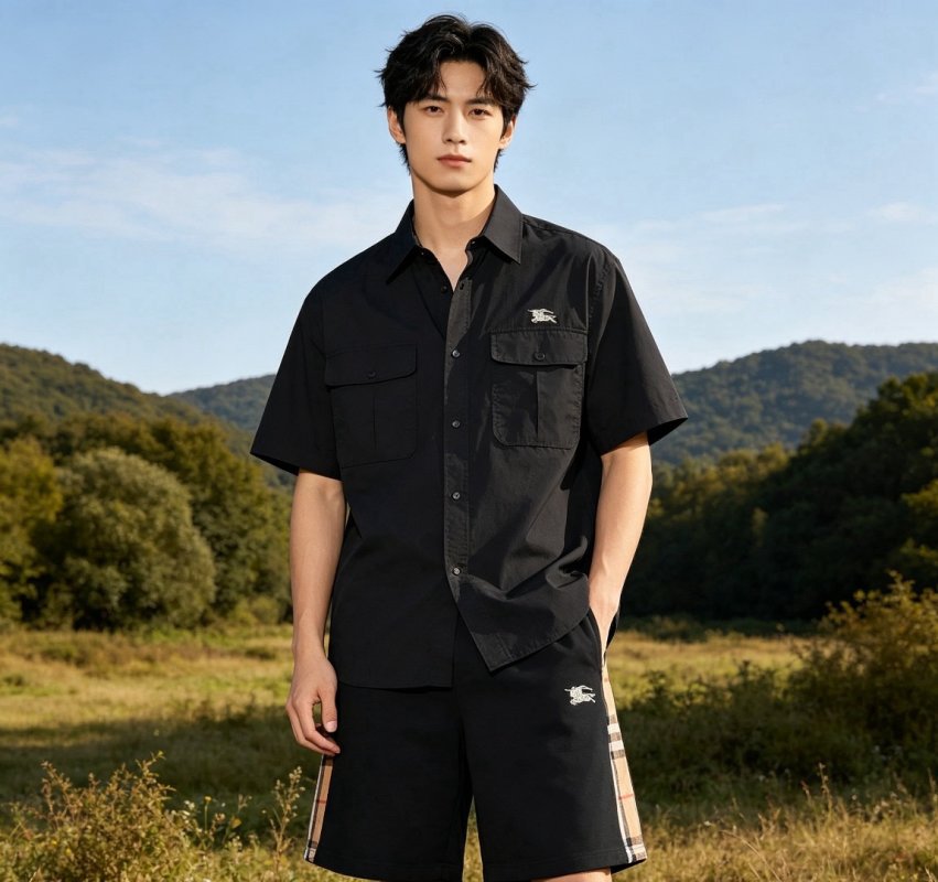 Burberry Black Check Stripe Shorts view