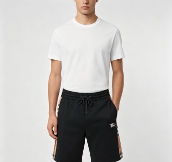 Burberry Black Check Stripe Shorts view 4