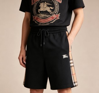 Burberry Black Check Stripe Shorts view 5